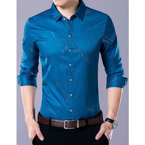 2021 Social Long Sleeve Striped Designer Shirts Men Slim Fit Vintage Fashions Mens Shirt Man Dress Jersey Casual Clothing