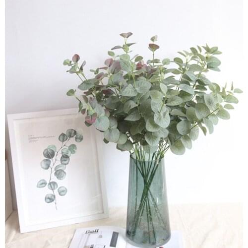 68CM Artificial Leaves Branch Retro Green Silk Eucalyptus Leaf for Home Decor Wedding Plants Faux Fabric Foliage Room Decoration