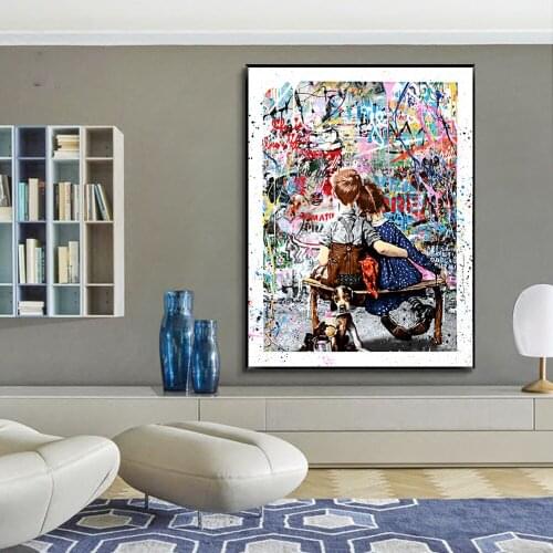 Abstract Street Graffiti Art Posters Kids Picture Sweet Hug HD Canvas Painting Wall Art For Living Room Home Decoration No Frame