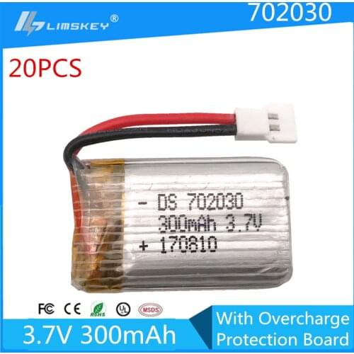 20pcs/lot 3.7V 300mAh Lipo battery For E55 FQ777 FQ17W DiFeida DFD F180 FY530 Aircraft 3.7 V 300 MAH 20C Lipo battery