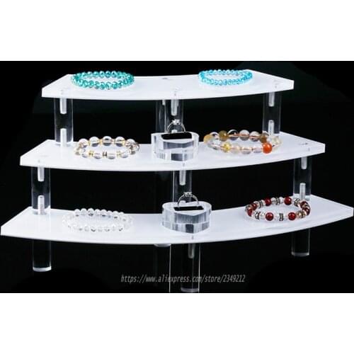 Acrylic 3-Layer Jewelry Display Desktop Bracelet Display Stand Watch Showing Rack Necklace Holder Ring Headware Display Shelf