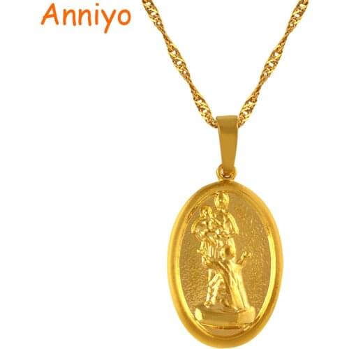 Anniyo Catholic / Christian Religious Pendant and Necklaces For Women/Girls,Gold Color Worship Jewelry Gifts #053004