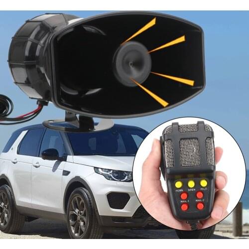 Car Horn 12V 100W Police Siren Air Horn Megaphone Tone Mic PA System Emergency Amplifier Hooter Speakers Loud Car Warning Alarm