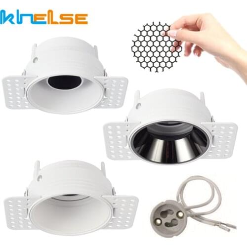 Frameless Recessed LED Ceiling Downlight Adjustable Mount Frame Socket GU10/MR16/MR11 Bulb Holder Spot Lighting Fitting Fixture