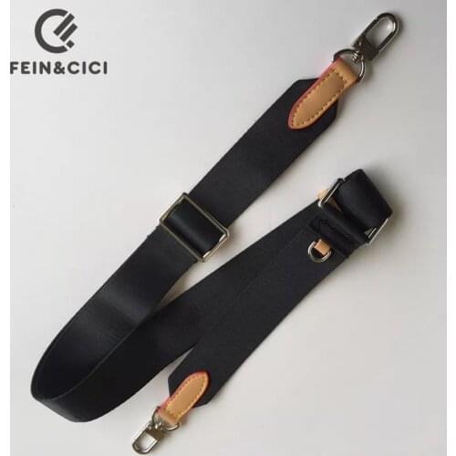 Large wide strap canvas nylon strap luxury designer shoulder bag belt with cowskin leather messenger bag parts accessory