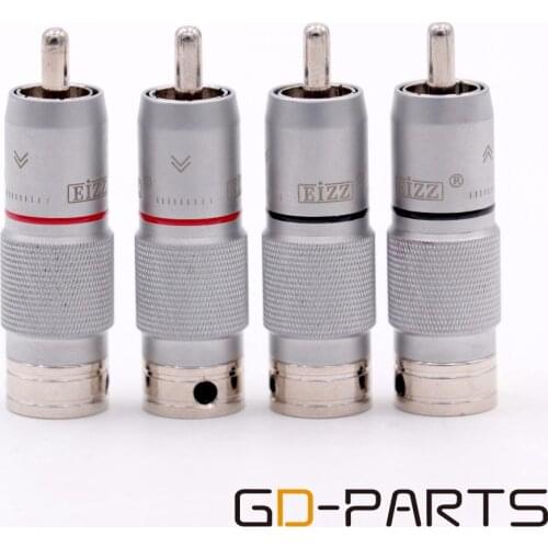 EIZZ High End Tellurium Copper Male RCA Connector Plug Rhodium Plated PTFE Insulator HIFI AUDIO AMP TV DVD Signal Cable DIY