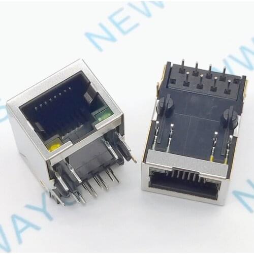 50Pcs/Lot 8P8C Shielded Rj45 Connector With Lamp Without Filtering Network Socket 21.5Mm Rj45 Socket Network