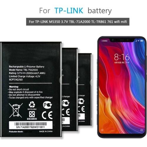 TBL-71A2000 Battery 2000mAh For TP-LINK M5350 3.7V TBL-71A2000 TL-TR861 761 Wifi Mifi Mobile Phone Li-ion Bateria