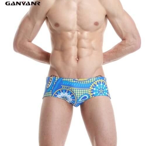 GANYANR Brand Mens Sexy Swimwear Swimsuits Swimming Brief Shorts Trunks Beach Surf Boardshorts Gay Penis Pouch Men Swim Brief