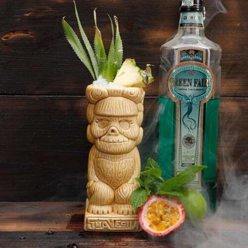Indian Retro Hawaii Style 3D Ceramic God Statue Cold Drink Cocktail Tiki Mug Beach Bar Skull Head Wine Glass TIKI MUG Doom Cups