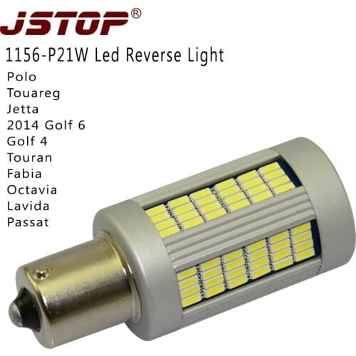 JSTOP VW Super bright car reverse lights canbus 1156 12-24V P21W 1000LM light BA15S auto No error 6000K white led reverse bulbs