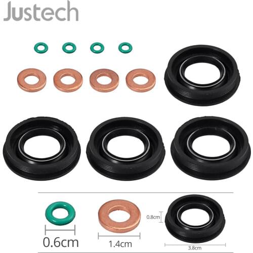 Justech 4Pcs Fuel Injector Seal + Washer+ Oring 6C1Q-6K780-AB For Ford Transit MK7 Fuel Injector Accessories Kit 1372494 1378433