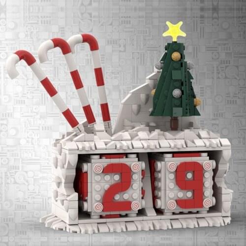 MOC Building Blocks Model Creators Creativity DIY Brick Christmas Timer Articles Ornaments Set Toys For Children Christmas Gift