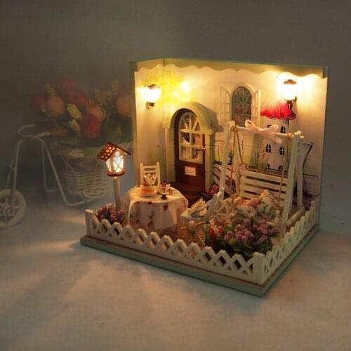Secret Garden DIY Doll House Mini Assembling Furniture LED Light with Dust Cover Wooden Miniature Creative Gift Dollhouse Toys