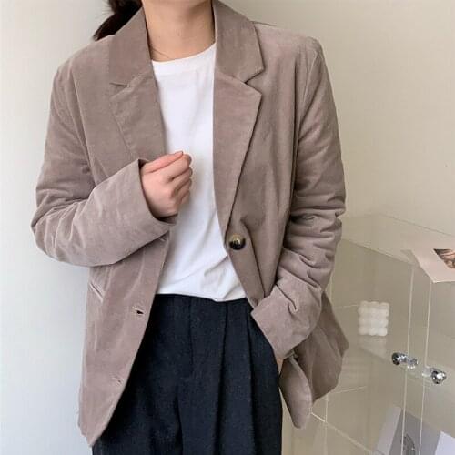 2021 early spring new Korean style casual loose Corduroy Jacket Womens a1097ab