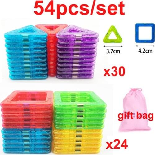 54PCS Mini Magnetic Blocks Construction Magnetic Designer Bricks Set Model & Building Toys Educational Toys for Children Gifts