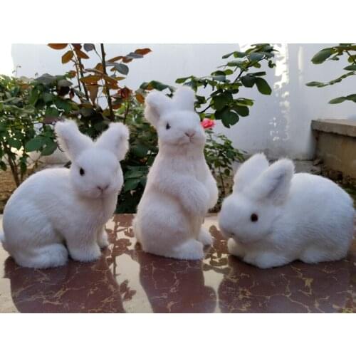 Mini Realistic Cute White Plush Rabbits Fur Lifelike Animal Simulation Birthday Gift Brinquedos Children Plush Toys BK50MR