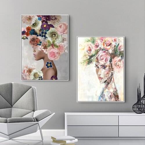 5D DIY Poured Glue Diamond Painting Kits Scalloped Edge Modern Beautiful Flower Woman Nordic Living Room Bedroom Decoration Gift