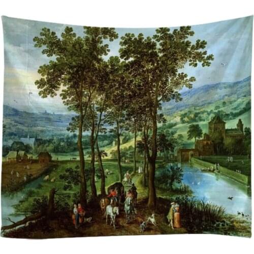 Natural Scenery 3D Printing Tapestry Wall Hanging Bed Spread Beach Towel Table Cloth Home Decoration Natural Forest Design