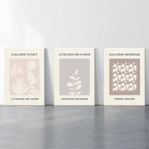 Neutral Wall Art Abstract Leaf Cavans Painting Boheme Galerie Print Exposition Botanique Posters Gift for Room Home Wall Decor