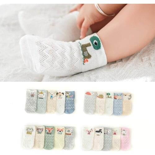 5 Pairs/lot Socks For 0 To 3 Years Old Spring Summer Elastic Mesh Thin Breathable Baby No Show Socks Baby Clothes Accessories