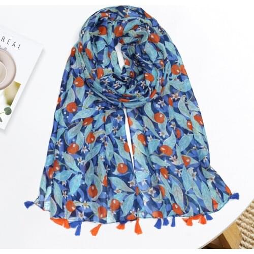2020 New Cherry Print Tassel Scarf Shawls Long Leaf Pattern Beach Wrap Hijab Scarves Free Shipping