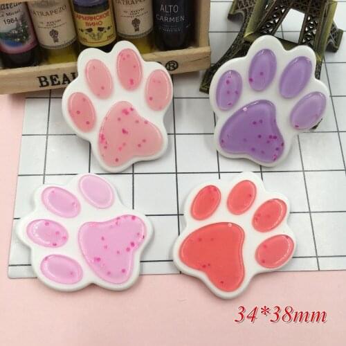 Resin New Arrival Pastal Kawaii Paw Prints for Crafts Making, Scrapbooking, DIY (34*38mm)
