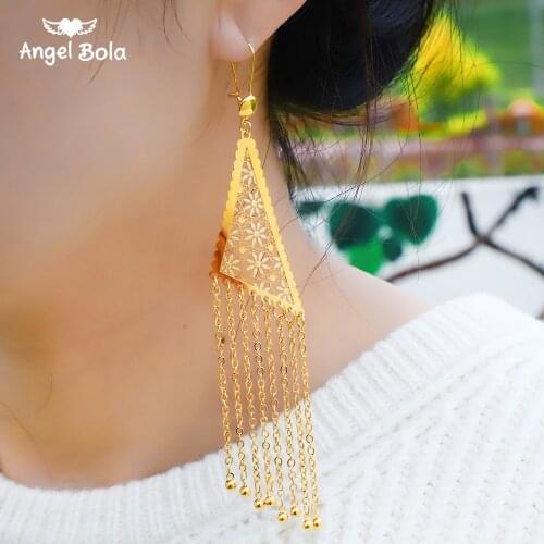 Oman Allah Muslim Gold Color Drop Earrings for Women Nigeria Turkish Jewelry Gifts with Pieces Tassel Pendant Earrings