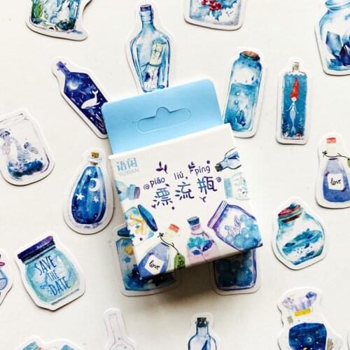 50 pcs/Pack Cute Romantic Drifting Bottles Paper Stickers DIY Decorative Sealing Paste Stick Label Stationery Kids Gift