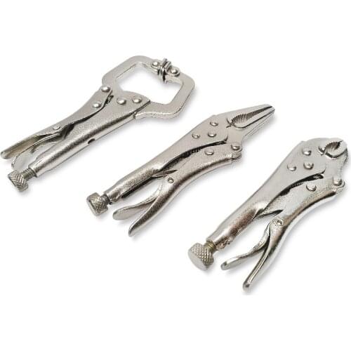 Julydream Mini 5 Inch Long Straight Locking Pliers 4 Inch Curved Jaw Locking Pliers 5 Inch C Clamp Locking Pliers Hand Tool