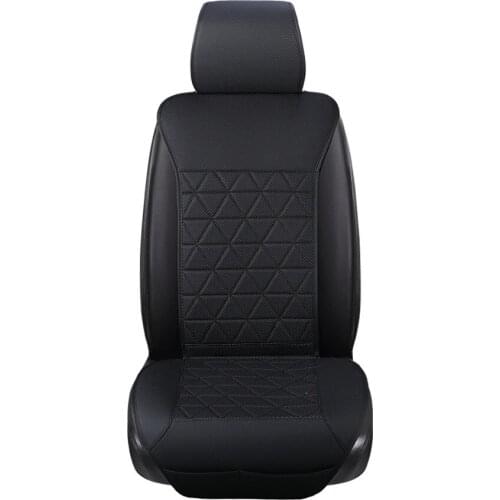 PU Leather Black Plaid Car Front Seat Cushion Breathable Protector non slide Pad Auto accessories Universal