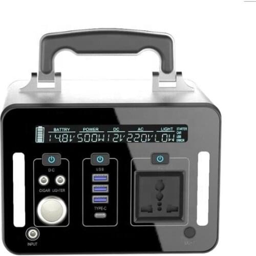 Portable 500wh Power Station Lithium Rechargeable Battery Backup Power Supply 500w Solar Generator