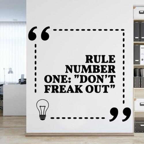 Rule Number One Don't Freak Out Office Wall Decal Inspiration Study Motivation Removable Word Poster YT2703