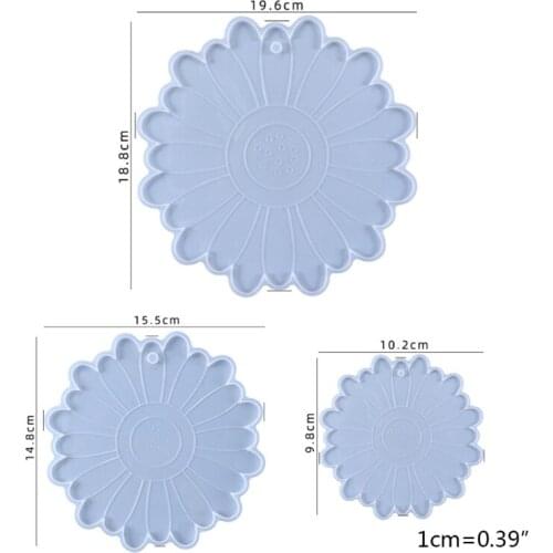 R58E Sunflower Coaster Epoxy Resin Mold Serving Plate Tray Silicone Mould DIY Crafts Home Decortaions Cup Mat Casting Tool