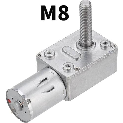 JGY370 DC 6V 12V 24V Screw Worm Gear Motor 33mm-M8 Self-locking Reduction Gear Motor 6-150RPM