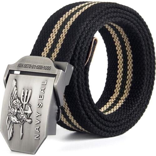 2018 Hot Male Tactical Belt Top Quality 3.8 cm Wide Canvas Belt For Men Navy Seal Automatic Buckle Man 120Cm Belts