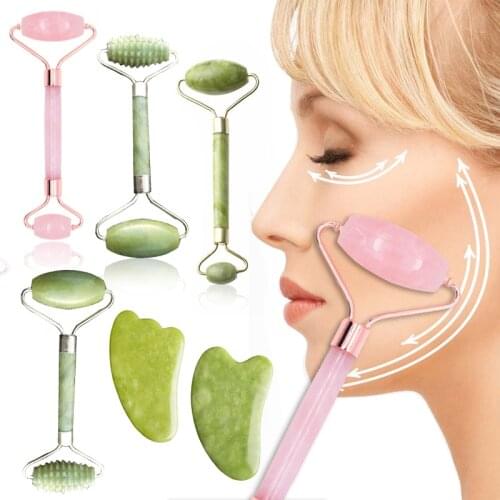 Face Massage Roller Plate Jade Stone Material Guasha Board Massager Face Cover Eye Neck Thin Lift Relax Slimming Tools
