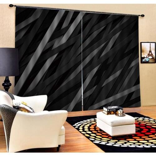 Stripe Customized size Luxury Blackout 3D Window Curtains For Living Room grey curtains