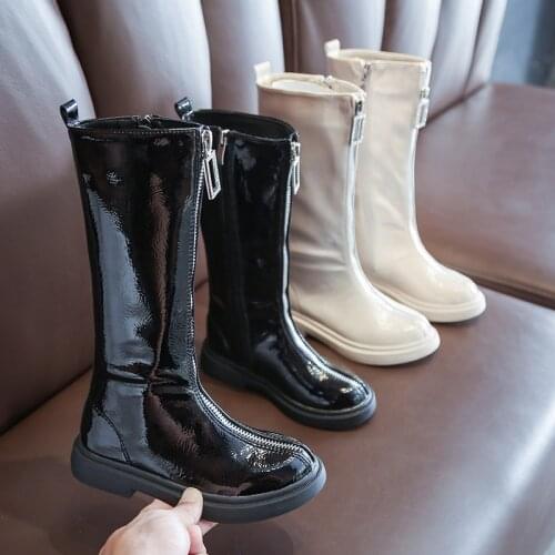 Girls Knee-high Boots Princess Childrens Tall Boots 2020 Child High Kids Shoes Water-Proof Students Patent Leather Knight Boots
