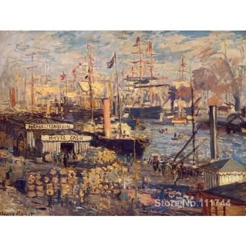 Bathroom art The Grand Dock at Le Havre by Claude Monet paintings Home Decor Hand painted High quality