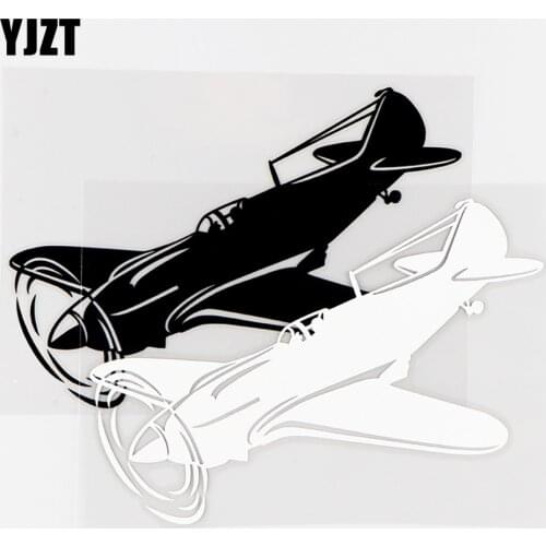 YJZT 15×10.7CM Single Engine Propulsion Aircraft Funny Body Decor Car Sticker Airplane Vinyl Decals Black / Silver 10A-0567