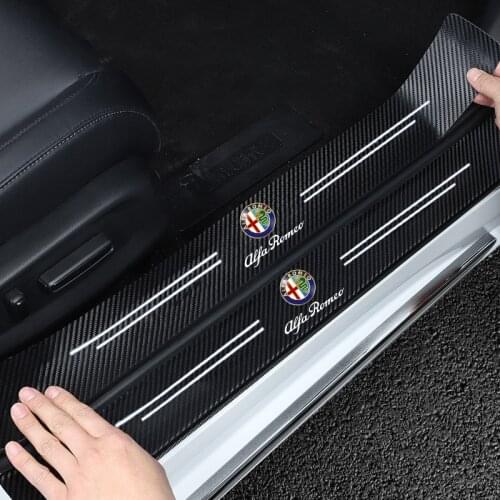 Door Sill Protector Leather Vinyl Stickers For Alfa Romeo Giulia Giulietta 159 156 Stelvio 147 Sportiva Auto Decals Accessories