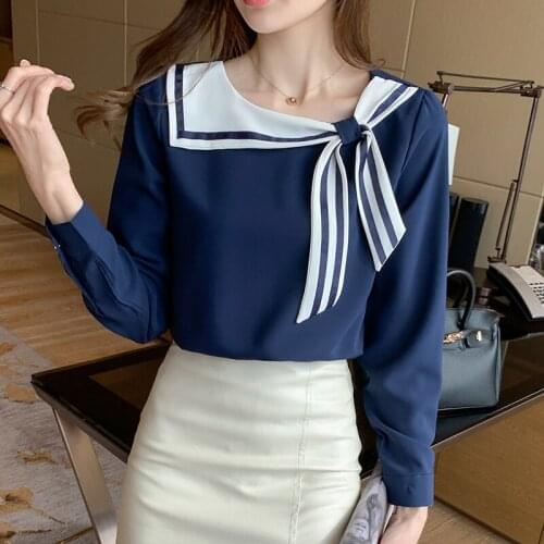 Women T-shirt Long-Sleeve 2021 New Arrival Spring And Autumn Fashion Chiffon Bow Female T-shirt Western Style c70