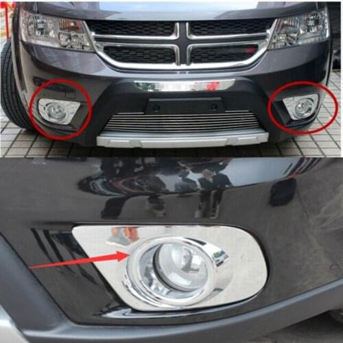 1 Pair Auto Car Front Fog Light Lamp Trim Cover Car-styling Fit For Dodge Journey 2013 2014 2015 Chrome Garnish Covers