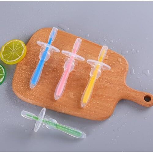 1 PC Newborn Baby Toothbrush Soft Silicone Bristles Teether Care Training Toothbrush with Safety Guard For Baby Toothbrush used