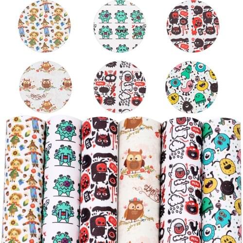 Faux Leather Sheets Synthetic Leather Owl Printed Vinyl Fabric Bow Making Material DIY Handbag Supplies 22*30cm/A4 0.8mm 1pc