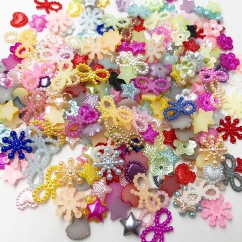 100pcs Mix Color Mix Shape Imitation Half Pearl Flatback Beads for Scrapbook DIY Decoration