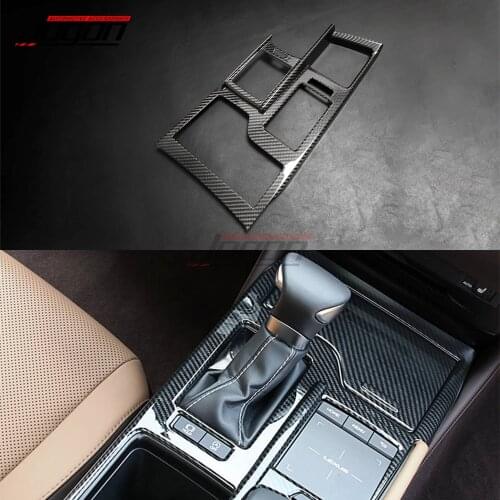 100% Real Carbon Fiber Interior Console Gear Water Cup Center Control Panel For Lexus ES200 ES250 ES300h ES350 2018-2020 2021