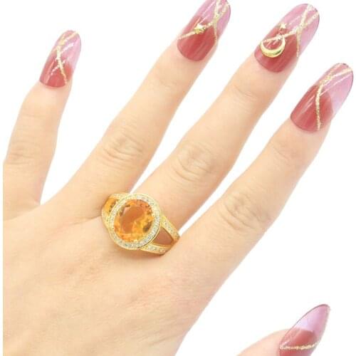 17x14mm SheCrown Lovely Cute Created Smokey Quartz White CZ For Ladies Daily Wear Silver Rings