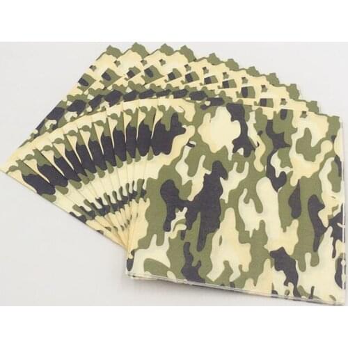 20pcs/pack 33cmx33cm camouflage Party Paper Napkins Towels camouflage Theme Disposable Party Supplies People Favor